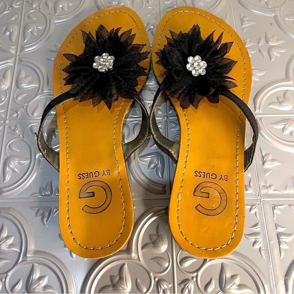 Guess black floral sandals size 7